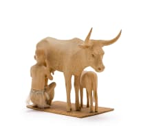 Julius Mfethe; Figure Milking a Cow