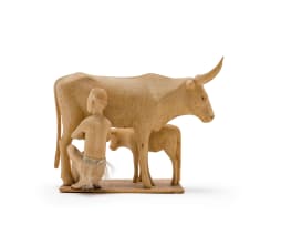Julius Mfethe; Figure Milking a Cow