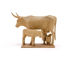 Julius Mfethe; Figure Milking a Cow