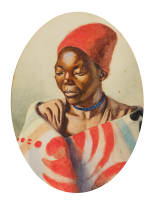 Constance Helen Greaves; Portrait of a Woman; Portrait of a Woman in Red Hat and Traditional Blanket; Profile of a Woman with a Pipe, three