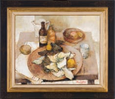 Michel de Gallard; Still Life with Platter, Fruit and Wine Bottles