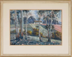 Sydney Carter; Blue Gum Trees Along a Pathway in a Farm Landscape
