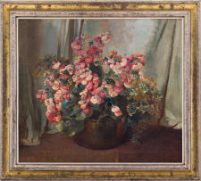 Frans Oerder; Still Life of Flowers in a Copper Pot