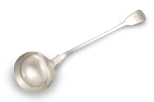 A Cape silver fiddle pattern soup ladle, Johan Hendrik Vos, c.1806-1849
