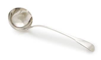 A George III silver Fiddle pattern soup ladle, William Eley I & William Fern, London, 1807