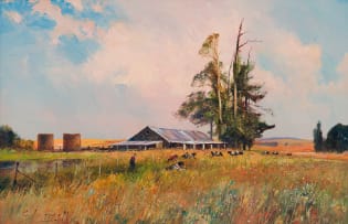 Christopher Tugwell; Cattle in a Farm Landscape