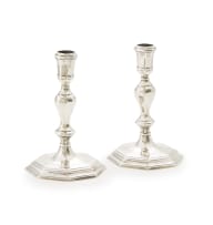 A pair of George III silver candlesticks, Ebenezer Coker, London, 1769