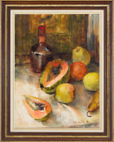 Mari Vermeulen-Breedt; Still Life with Fruit and Bottle