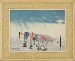 John Koenakeefe Mohl; Cattle in the Windy Rain