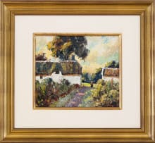Sydney Carter; Thatched Cottage with Figure