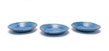 Hylton Nel; Blue plate with flower motifs, three