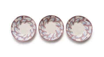 Hylton Nel; Plate with blue and purple leaf motif, six