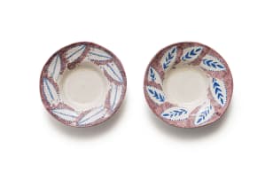 Hylton Nel; Plate with purple rim and blue leaf motif, ten