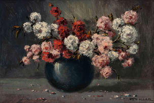 Otto Klar; Roses in a Round Vase