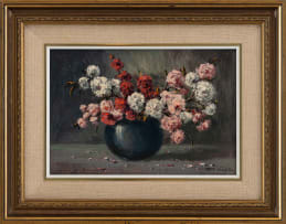Otto Klar; Roses in a Round Vase