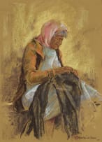 Andre de Beer; Elderly Woman Sewing