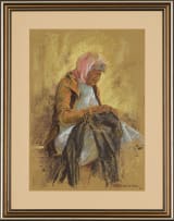 Andre de Beer; Elderly Woman Sewing