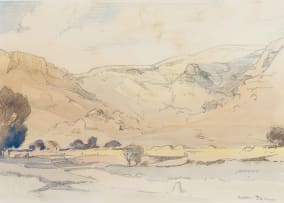 Walter Battiss; House and Trees in a Mountainous Landscape