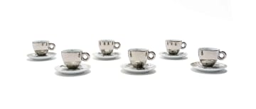 William Kentridge; Illy Cappuccino Cups and Saucers, six