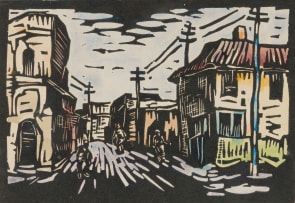 Gregoire Boonzaier; Cape Street Scenes with Figures, four
