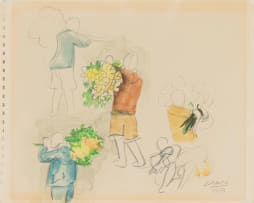 Peter Clarke; Figures Carrying Flowers