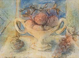 Christo Coetzee; Still Life with White Bowl and Fruit