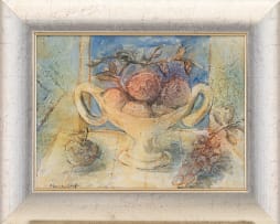 Christo Coetzee; Still Life with White Bowl and Fruit