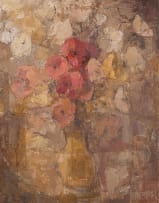 Frank Spears; Pink Flowers in an Ochre Vase