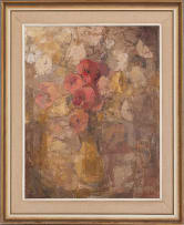 Frank Spears; Pink Flowers in an Ochre Vase