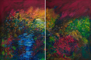 Kevin Atkinson; Abstract Sunset, diptych