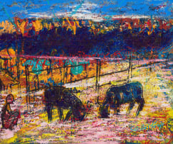 Gabriel Tsolo; Cattle and Seated Figure