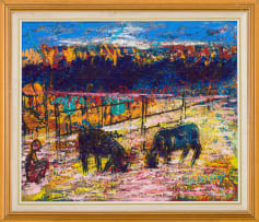 Gabriel Tsolo; Cattle and Seated Figure