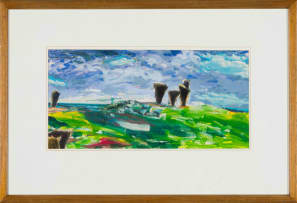 Andrew Verster; Tapestry of Landscape with Trees and Bushes; Study for Tapestry of Landscape with Trees and Bushes, two
