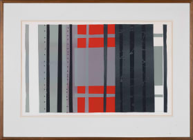 Gail Altschuler; Geometric Composition in Grey and Red
