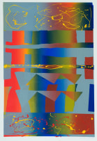 Gail Altschuler; Abstract Composition in Blues, Greens and Reds, two