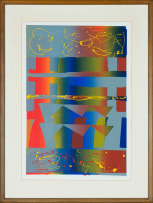 Gail Altschuler; Abstract Composition in Blues, Greens and Reds, two