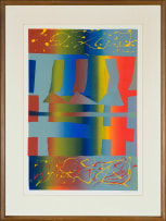 Gail Altschuler; Abstract Composition in Blues, Greens and Reds, two