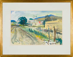 Gerhard Batha; Roadside Farmhouse with Windmill