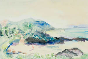 Rain Battiss; Landscape with Mountains in the Distance