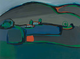 Charles Gassner; Composition with Houses and Mountain