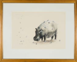 William Kentridge; Untitled (Hippo and Oxpeckers)