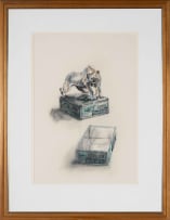 William Kentridge; Untitled (Lioness and Crate)