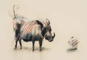 William Kentridge; Untitled (Warthog and Cupcake)