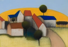 Pieter van der Westhuizen; Houses with Red and Blue Roofs