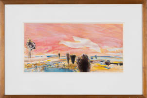 Andrew Verster; Tapestry of Trees and Bushes in Pink, Orange and Blue; Cartoon for Tapestry of Trees and Bushes Pink, Orange and Blue, two