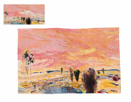 Andrew Verster; Tapestry of Trees and Bushes in Pink, Orange and Blue; Cartoon for Tapestry of Trees and Bushes Pink, Orange and Blue, two