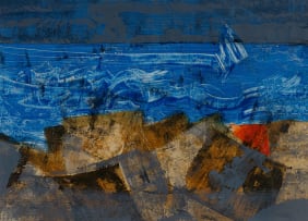 Peter Webber; Abstract Seascape with Rocky Foreground