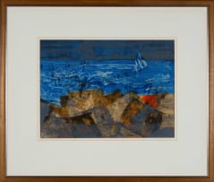 Peter Webber; Abstract Seascape with Rocky Foreground