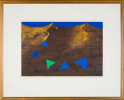 Peter Webber; Mountainous Landscape with Green and Blue Triangles