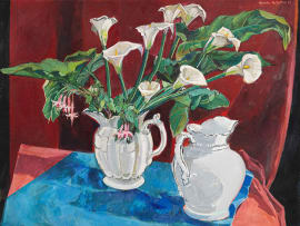 Alexander Podlashuc; Still Life with Arum Lilies and Fuchsias